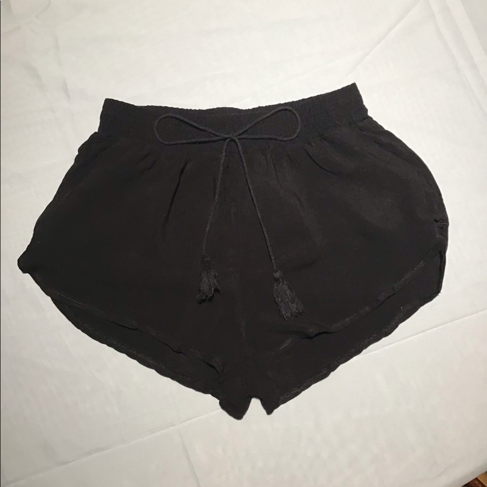 High waisted black booty shorts